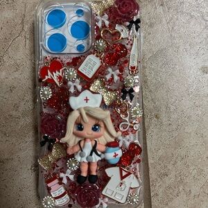 Custom Decorative Nurse-Themed Phone Case - Red and White iphone 16 pro max